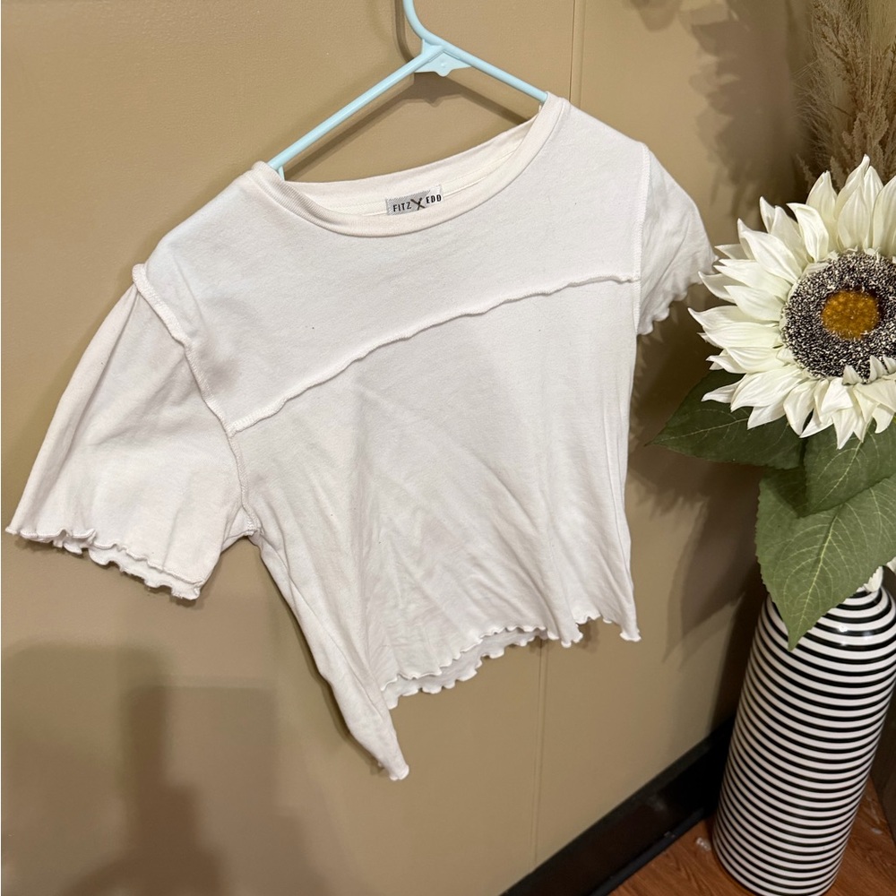 Wild Fable White Ruffled Crop Top